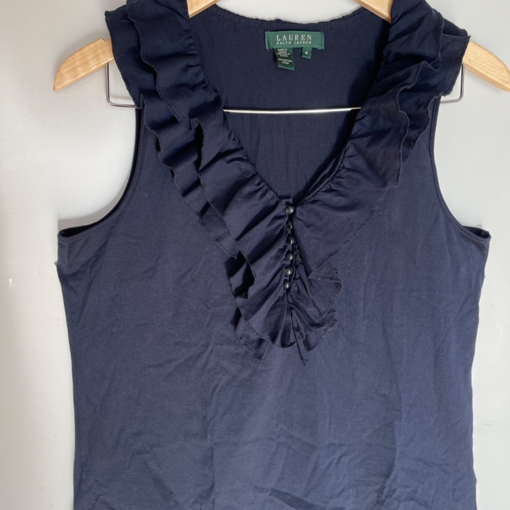 LAUREN Ralph Sleeveless Ruffled Top cotton - Size M